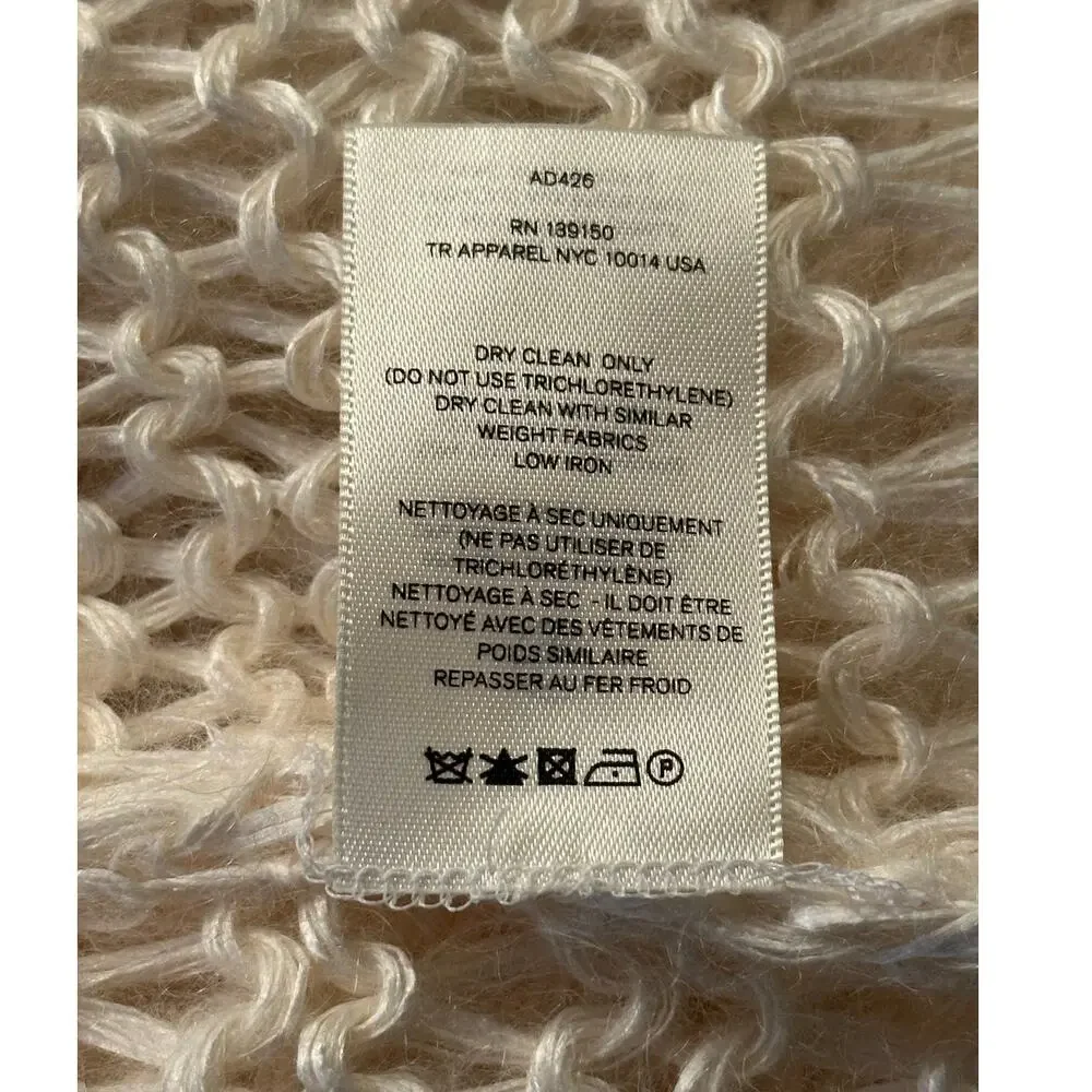 rare The Row Frayed Knit Duster Cardigan XS Cream Silk Cashmere Mohair Authentic